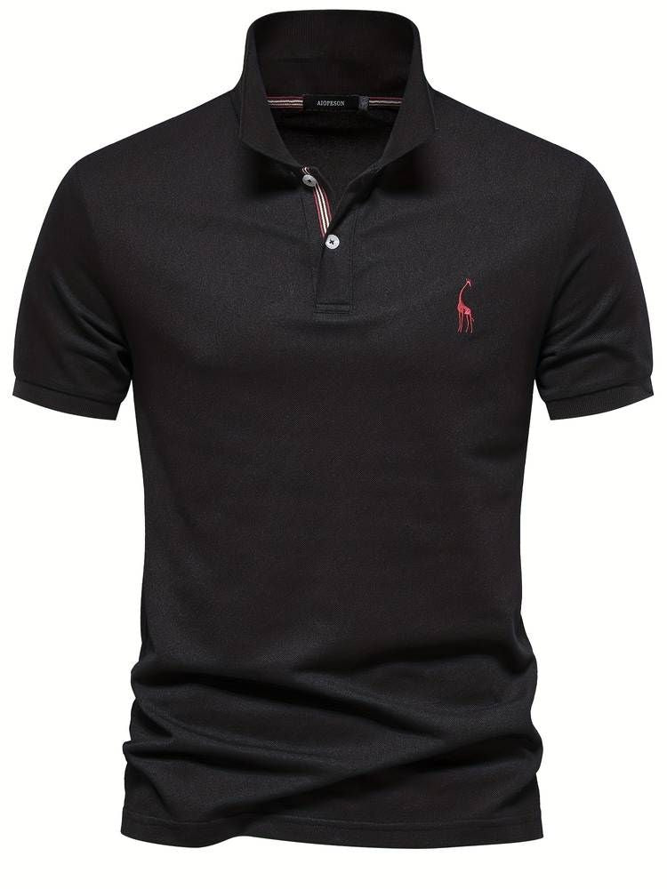 Polo T-Shirt - Kragen - Kurzarm - Poloshirt - Herrenbekleidung-Schwarz-S-Chaps Herrenmode