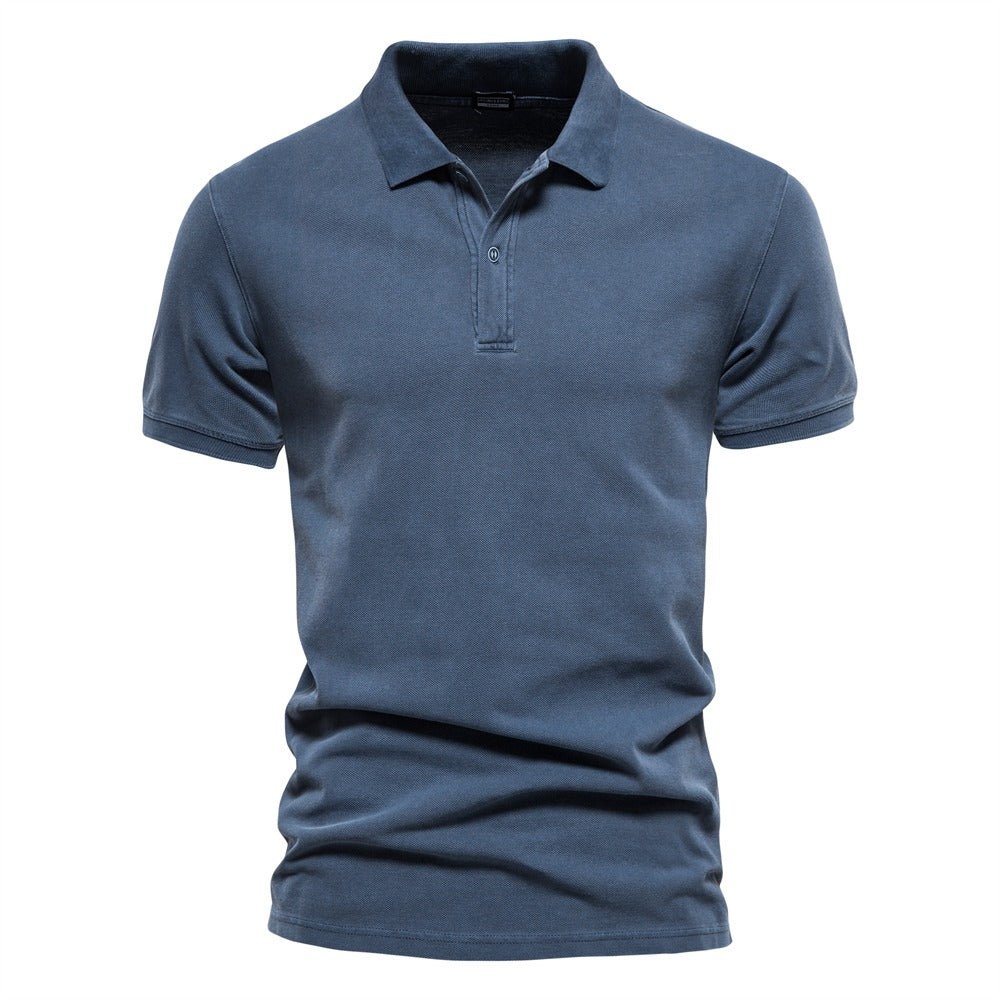 Polo-T-Shirt | Kurzarm | Halbknopfleiste | Polohemden | T-Shirts für Herren-Blau-S-Chaps Herrenmode