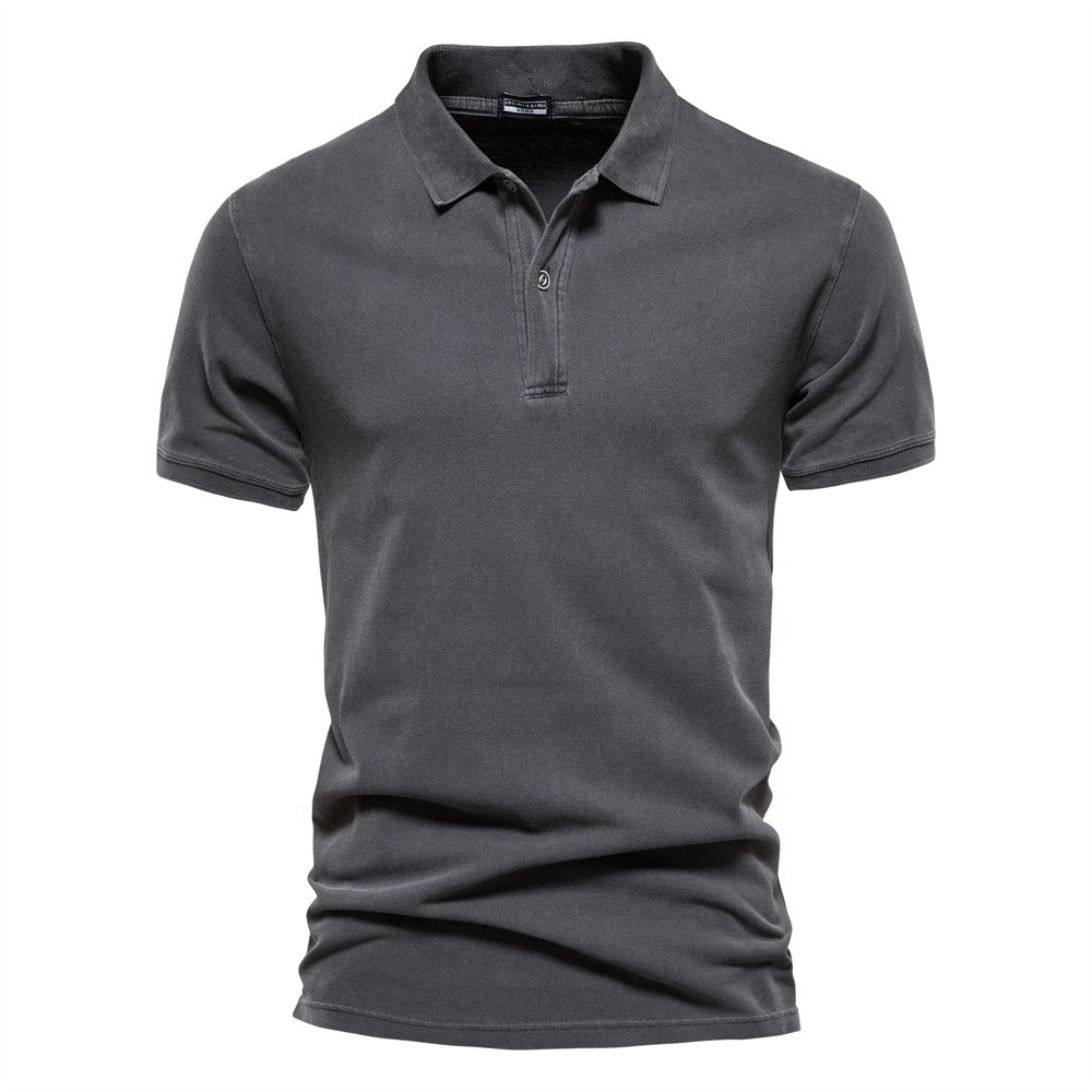Polo-T-Shirt | Kurzarm | Halbknopfleiste | Polohemden | T-Shirts für Herren-Grau-S-Chaps Herrenmode