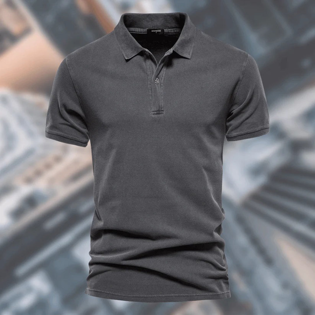 Polo-T-Shirt | Kurzarm | Mit Knöpfen | Polohemden | T-Shirts für Herren-Grau-S-Chaps Herrenmode