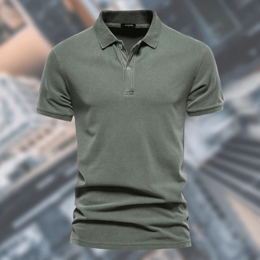 Polo-T-Shirt | Kurzarm | Mit Knöpfen | Polohemden | T-Shirts für Herren-Grün-S-Chaps Herrenmode