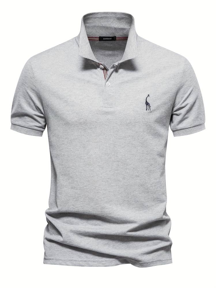 Polo-T-Shirt – Kurzarm-Polohemd für Herren mit Umlegekragen und halben Knöpfen-Grau-S-Chaps Herrenmode