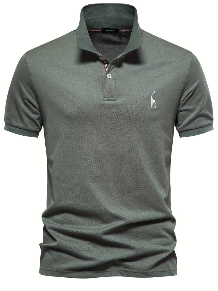 Polo-T-Shirt – Kurzarm-Polohemd für Herren mit Umlegekragen und halben Knöpfen-Hellgrün-S-Chaps Herrenmode