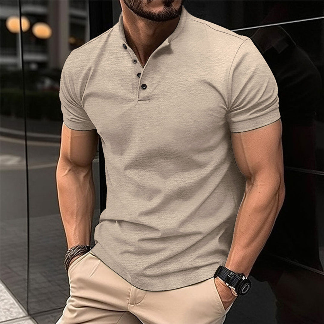 Polo-T-Shirt – Kurzarm – halbe Knopfleiste – Polohemden – Herrenhemden-Khaki-S-Chaps Herrenmode