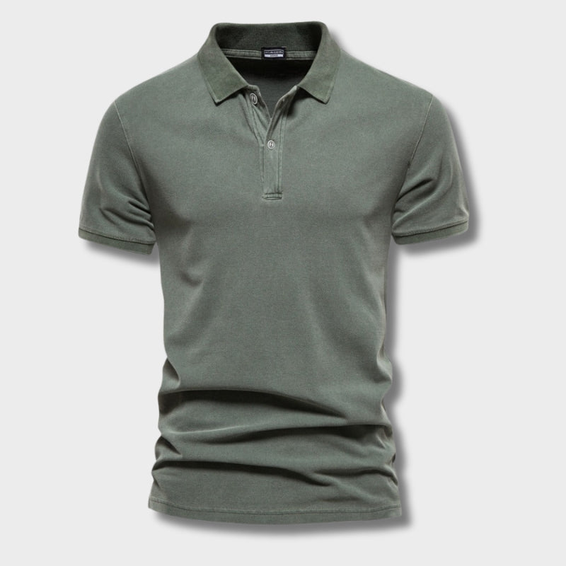Polo-T-Shirt | Lässig | Halbknopf | Herrenhemden | Polohemden-Grün-S-Chaps Herrenmode