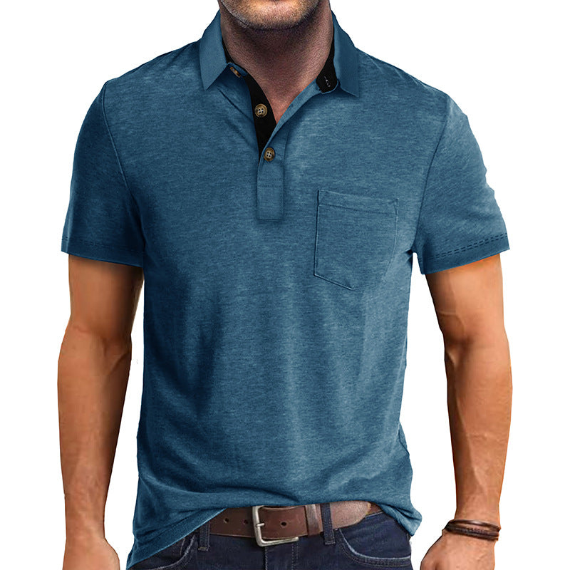 Polo-T-Shirt | Mit Kragen | Kurzarm | Poloshirt | Herrenhemd-Blau-S-Chaps Herrenmode