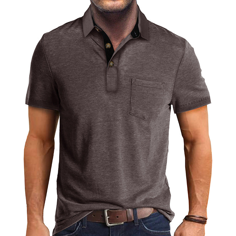 Polo-T-Shirt | Mit Kragen | Kurzarm | Poloshirt | Herrenhemd-Braun-S-Chaps Herrenmode