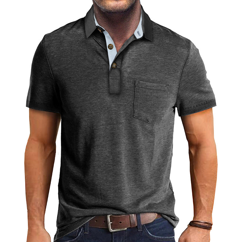 Polo-T-Shirt | Mit Kragen | Kurzarm | Poloshirt | Herrenhemd-Dunkelgrau-S-Chaps Herrenmode
