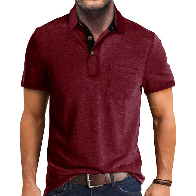 Polo-T-Shirt | Mit Kragen | Kurzarm | Poloshirt | Herrenhemd-Dunkelrot-S-Chaps Herrenmode