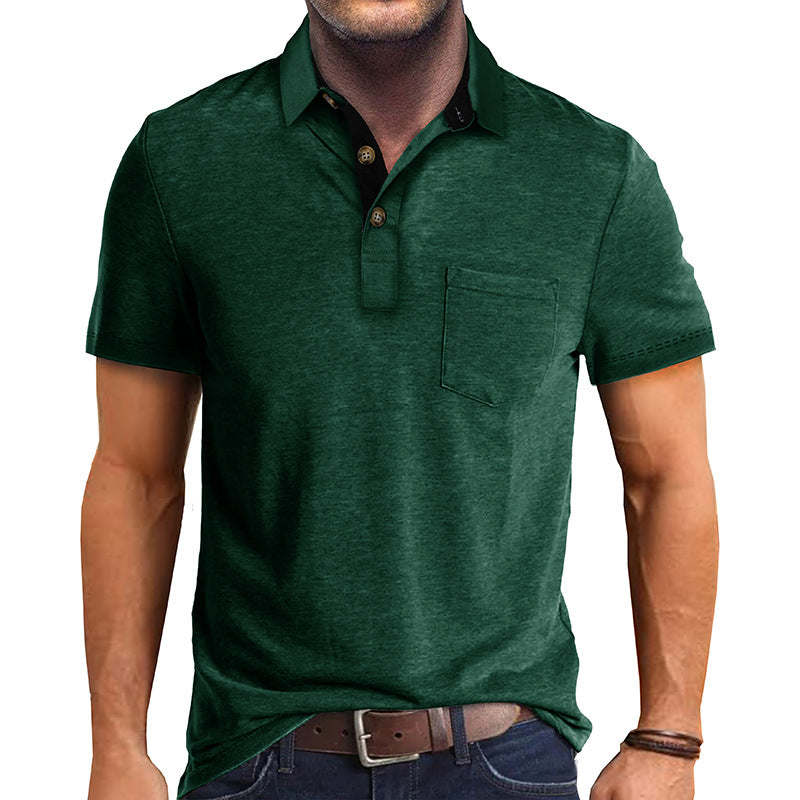 Polo-T-Shirt | Mit Kragen | Kurzarm | Poloshirt | Herrenhemd-Grün-S-Chaps Herrenmode