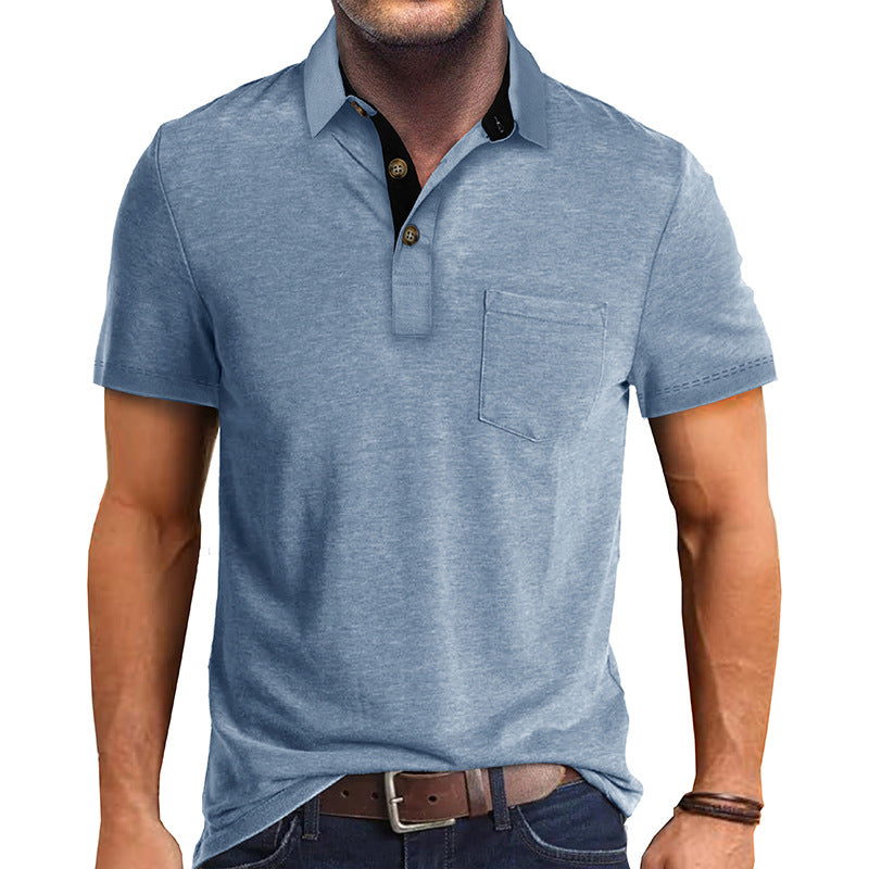 Polo-T-Shirt | Mit Kragen | Kurzarm | Poloshirt | Herrenhemd-Hellblau-S-Chaps Herrenmode