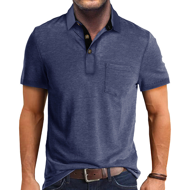 Polo-T-Shirt | Mit Kragen | Kurzarm | Poloshirt | Herrenhemd-Marineblau-S-Chaps Herrenmode