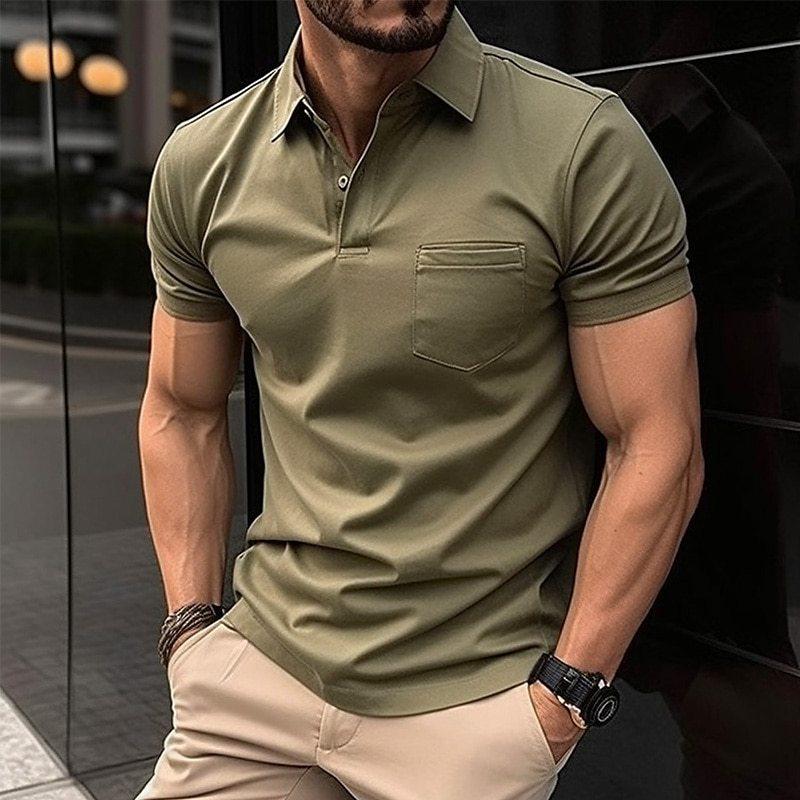 Polo T-Shirt - Polohemd mit kurzen Ärmeln und Knopfleiste für Männer-Grün-XS-Chaps Herrenmode