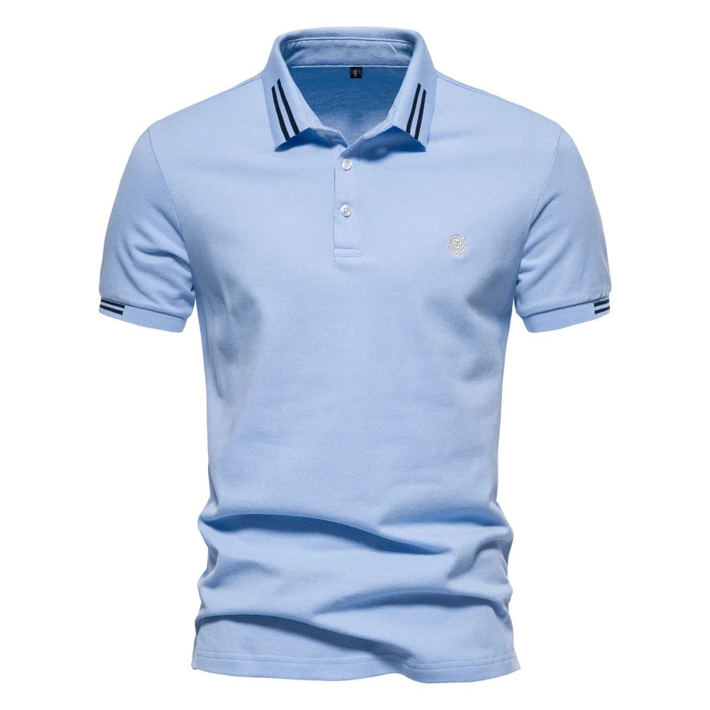 Polo T-Shirt - Slim Fit - Umlegekragen - Poloshirts - Herren T-Shirts-Blau-S-Chaps Herrenmode