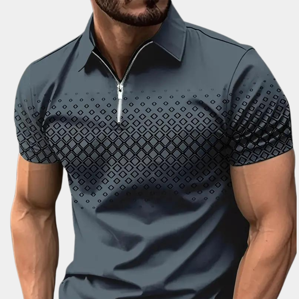 Polo-T-Shirt – Viertelreißverschluss – Reverskragen – Poloshirts – Herrenbekleidung-Marineblau-S-Chaps Herrenmode