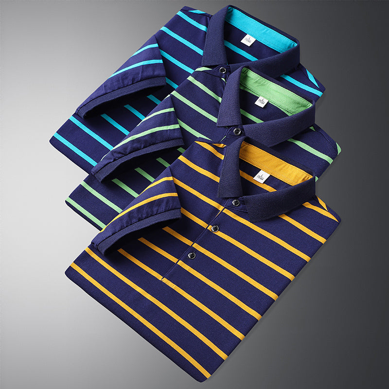 Polohemd - Gestreift - Umlegekragen - Button-Up Polo - Herrenhemden-Chaps Herrenmode