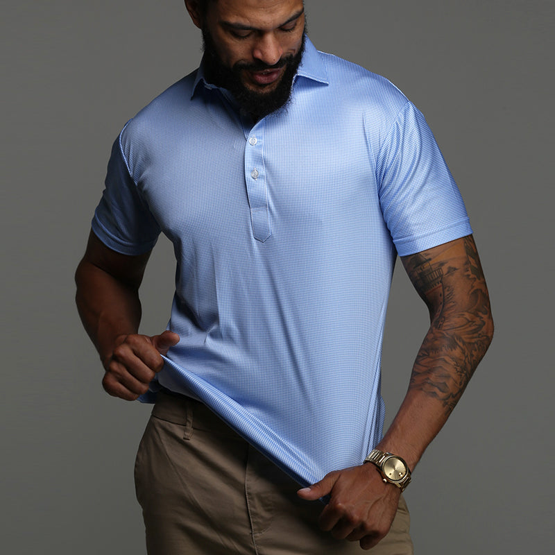 Polohemd – Halbe Knopfleiste – Kurze Ärmel – Polo-T-Shirt – Herrenhemden-Blau Streifen-S-Chaps Herrenmode