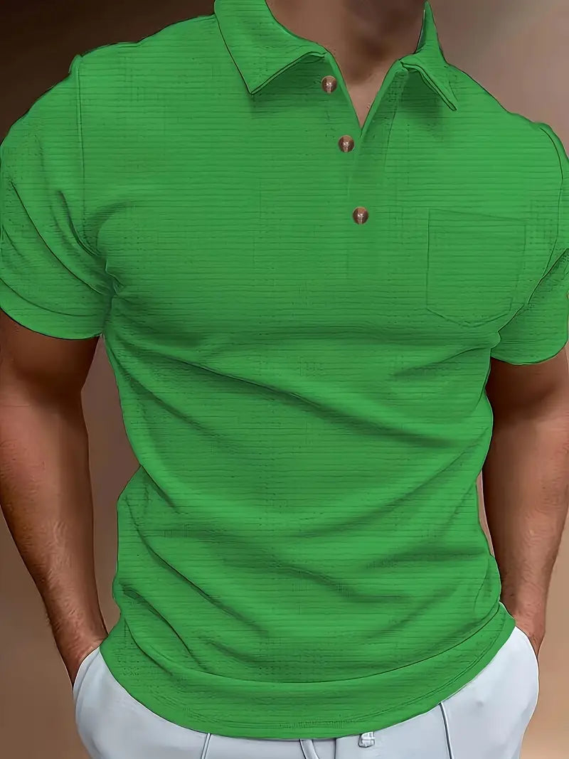 Polohemd | Halber Knopf | Kurzarm | Golfärmel | Herrenhemden-Grün-XS-Chaps Herrenmode
