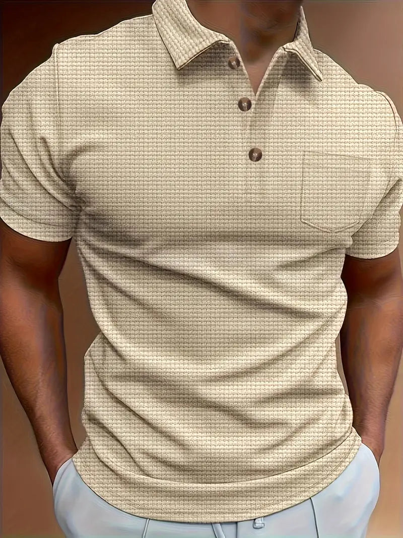Polohemd | Halber Knopf | Kurzarm | Golfärmel | Herrenhemden-Khaki-XS-Chaps Herrenmode