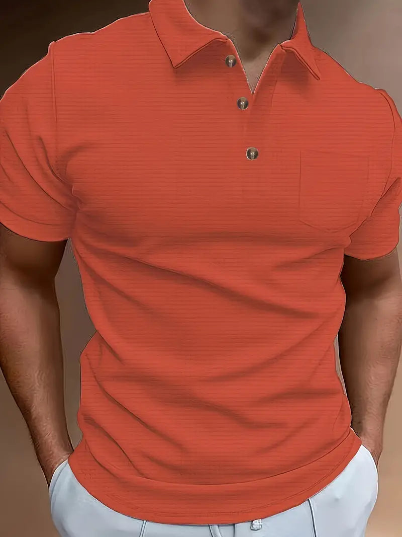 Polohemd | Halber Knopf | Kurzarm | Golfärmel | Herrenhemden-Orange Rot-XS-Chaps Herrenmode