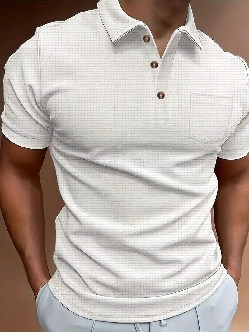Polohemd | Halber Knopf | Kurzarm | Golfärmel | Herrenhemden-Weiß-XS-Chaps Herrenmode