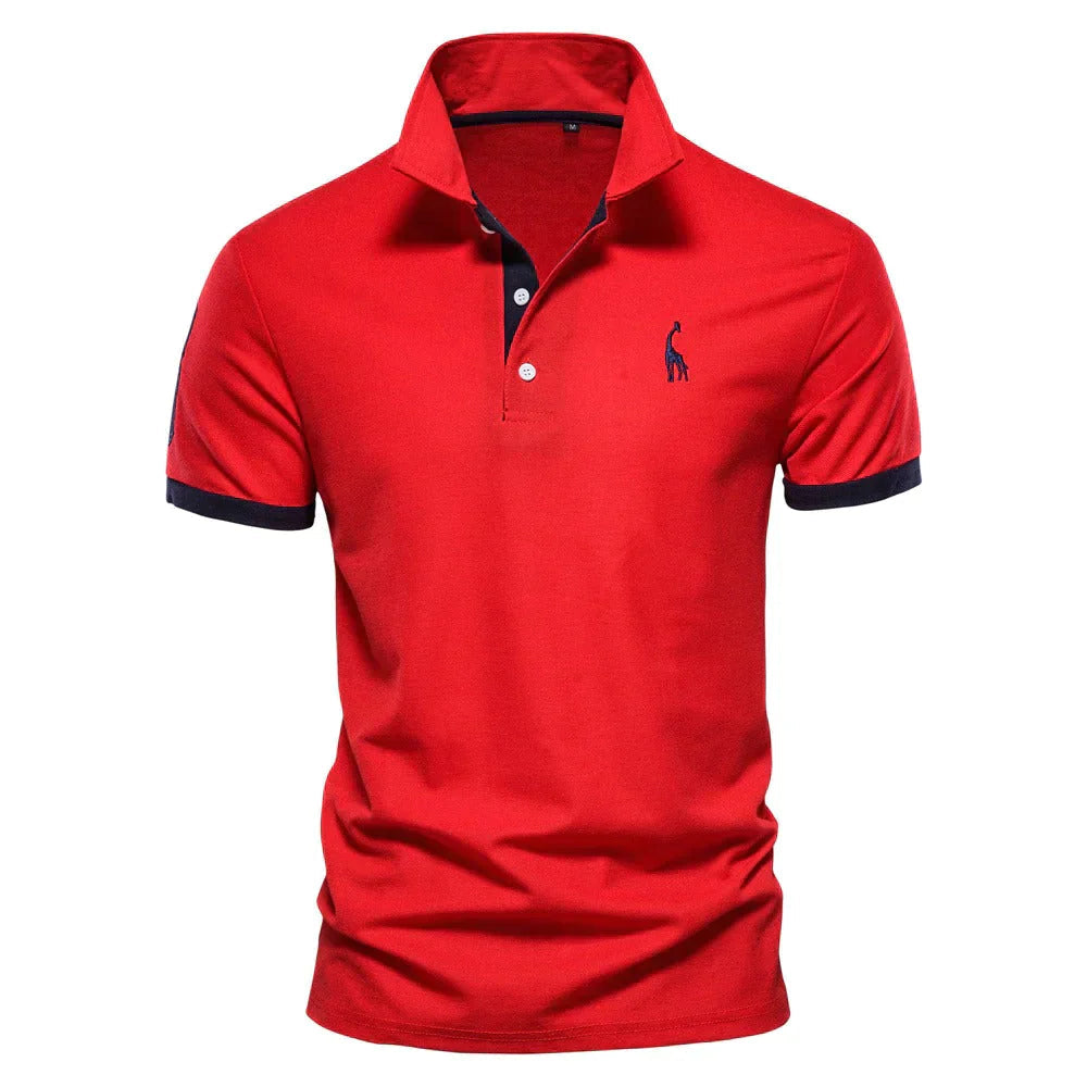 Polohemd | Halber Knopf | Kurzarm | Polo T-Shirt | Herrenhemd-Rot-XS-Chaps Herrenmode