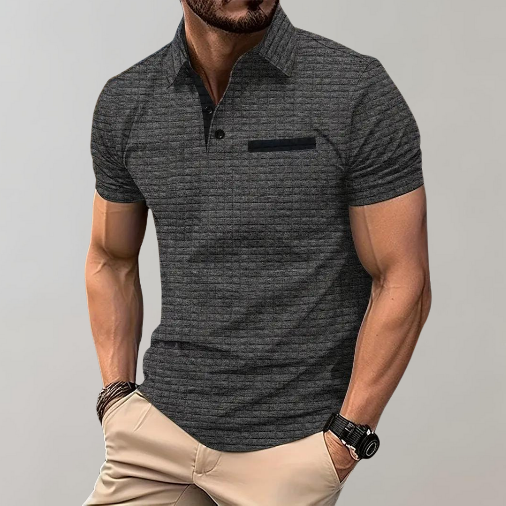 Polohemd - Herren Polohemd mit Kragen und kurzen Ärmeln-Grau-S-Chaps Herrenmode