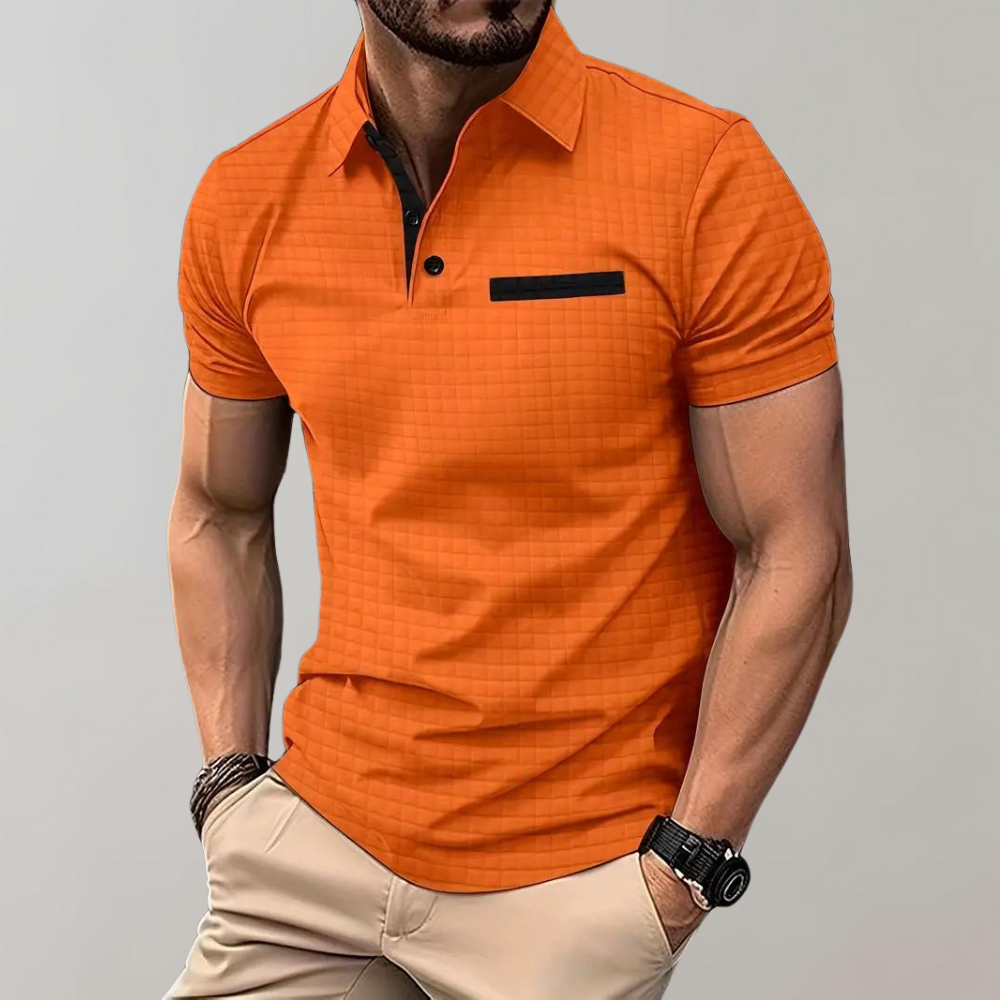 Polohemd - Herren Polohemd mit Kragen und kurzen Ärmeln-Orange-S-Chaps Herrenmode