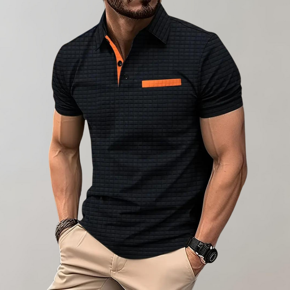 Polohemd - Herren Polohemd mit Kragen und kurzen Ärmeln-Schwarz-S-Chaps Herrenmode