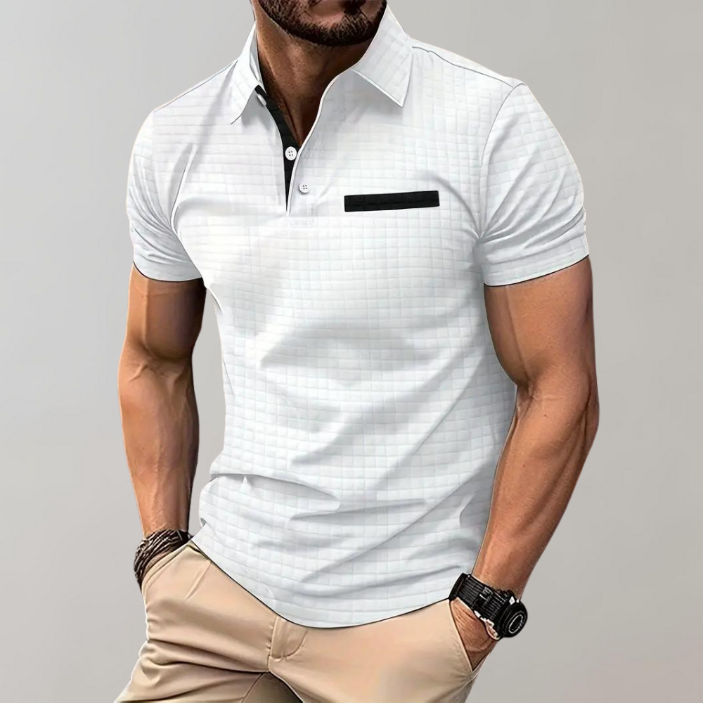 Polohemd - Herren Polohemd mit Kragen und kurzen Ärmeln-Weiß-S-Chaps Herrenmode