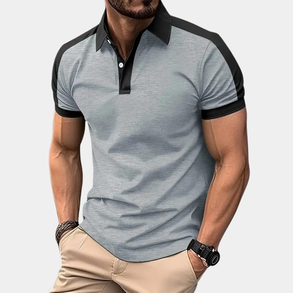Polohemd | Kragen | Kurzarm | Polo T-Shirt | Herrenbekleidung-Grau-S-Chaps Herrenmode