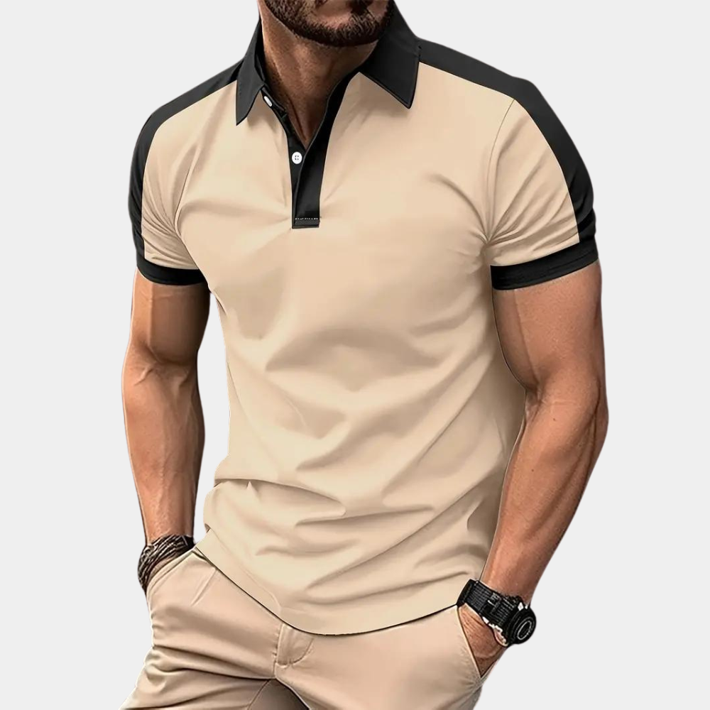 Polohemd | Kragen | Kurzarm | Polo T-Shirt | Herrenbekleidung-Khaki-S-Chaps Herrenmode
