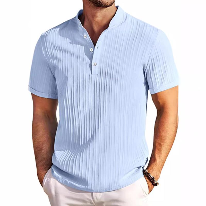 Polohemd - Kurzarm - Button-Up - Polo T-Shirt - Herrenbekleidung-Blau-S-Chaps Herrenmode