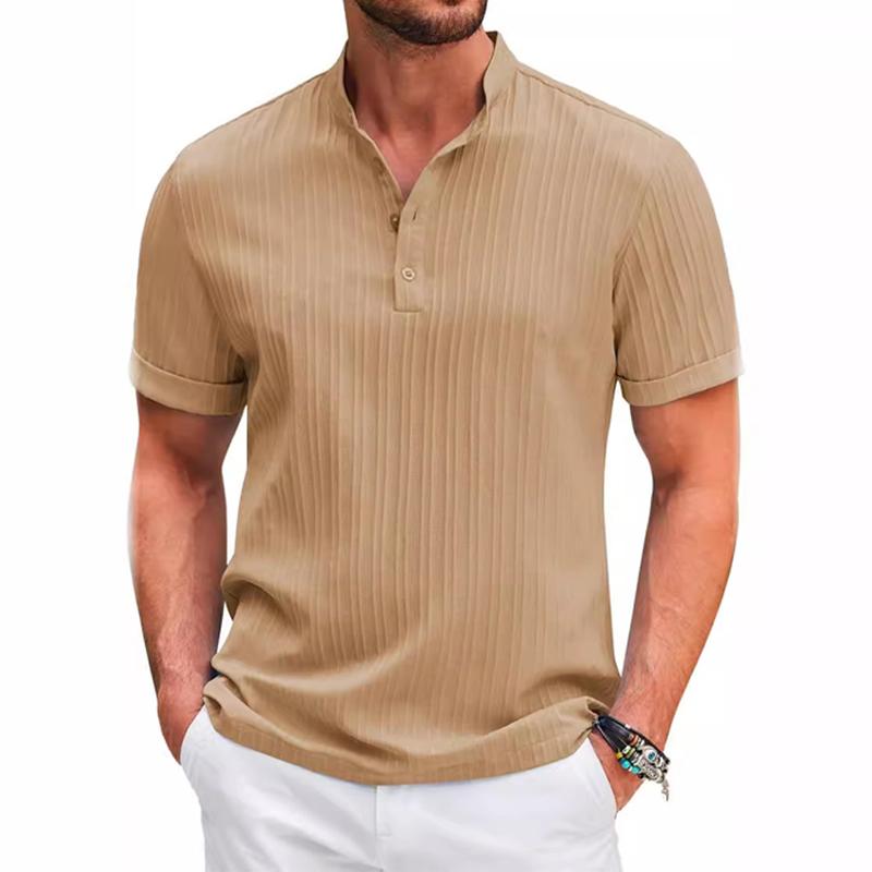 Polohemd - Kurzarm - Button-Up - Polo T-Shirt - Herrenbekleidung-Khaki-S-Chaps Herrenmode