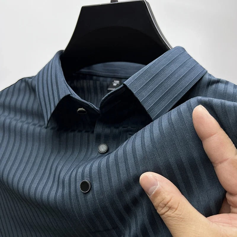 Polohemd | Kurzarm | Mit Knöpfen | Hemd mit Kragen | Herrenhemden-Blau-S-Chaps Herrenmode