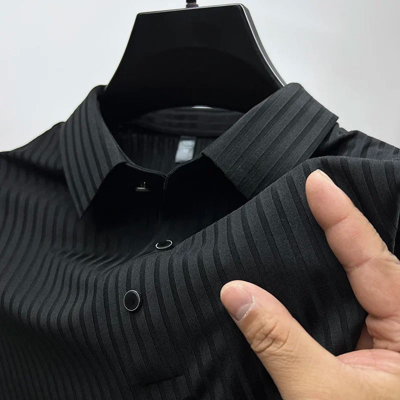 Polohemd | Kurzarm | Mit Knöpfen | Hemd mit Kragen | Herrenhemden-Schwarz-S-Chaps Herrenmode