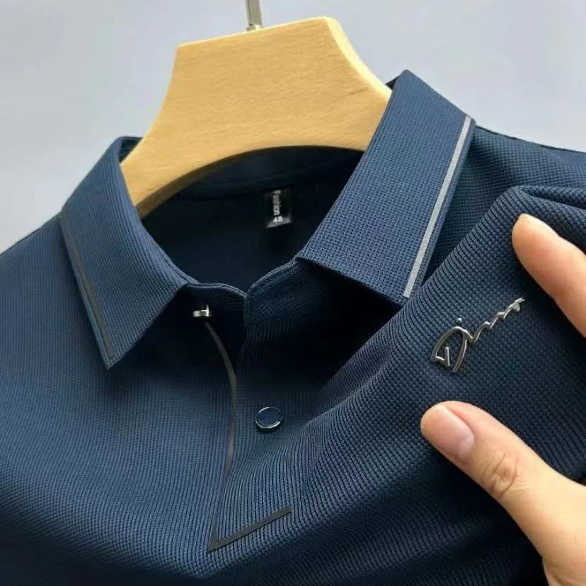 Polohemd | Kurzarm | Mit Knöpfen | Polo-T-Shirt | Herrenhemden-Blau-M-Chaps Herrenmode