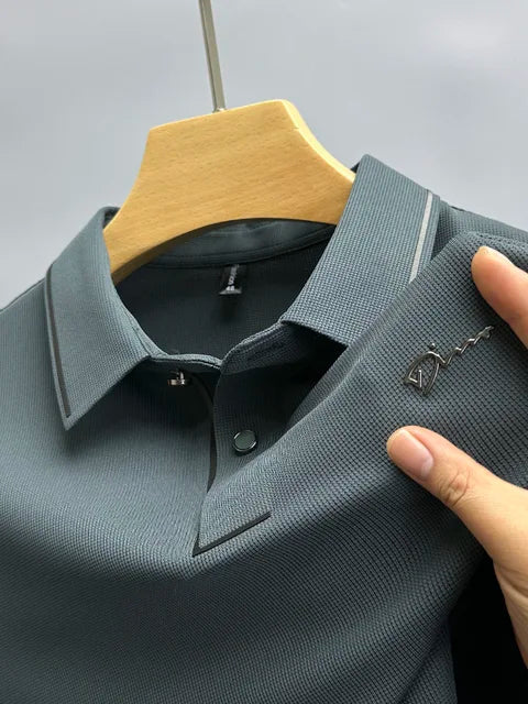 Polohemd | Kurzarm | Mit Knöpfen | Polo-T-Shirt | Herrenhemden-Dunkelgrau-M-Chaps Herrenmode