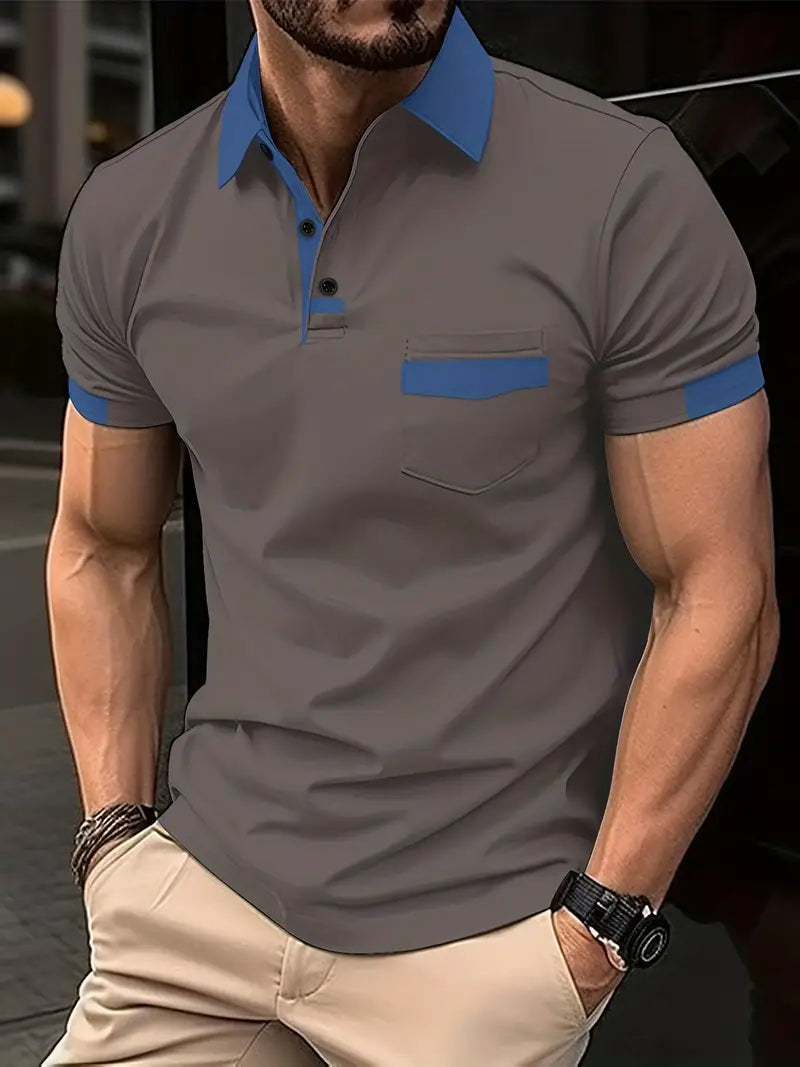 Polohemd – Kurzarm – Mit Kragen – Polo-T-Shirt – Herrenhemden-Dunkelgrau-S-Chaps Herrenmode