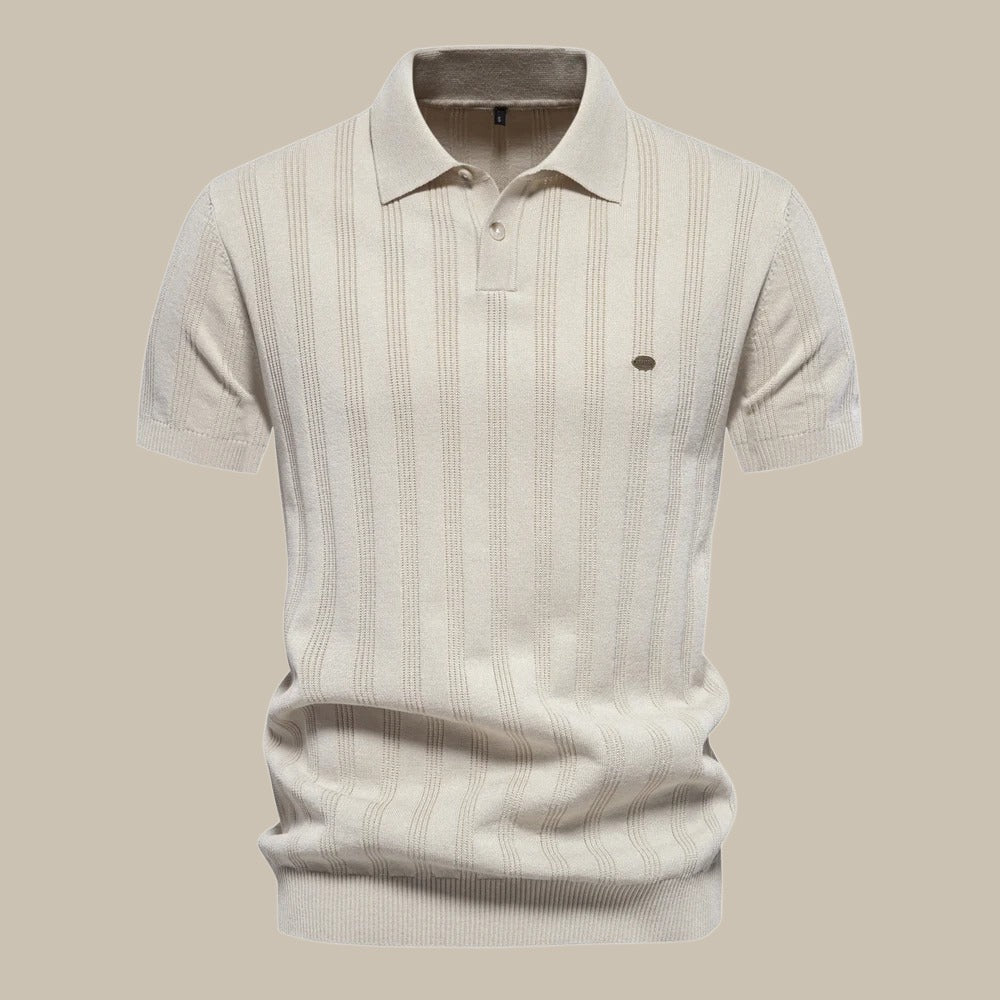 Polohemd – Kurzärmeliges Polo-T-Shirt mit Kragen für Männer-Beige-S-Chaps Herrenmode