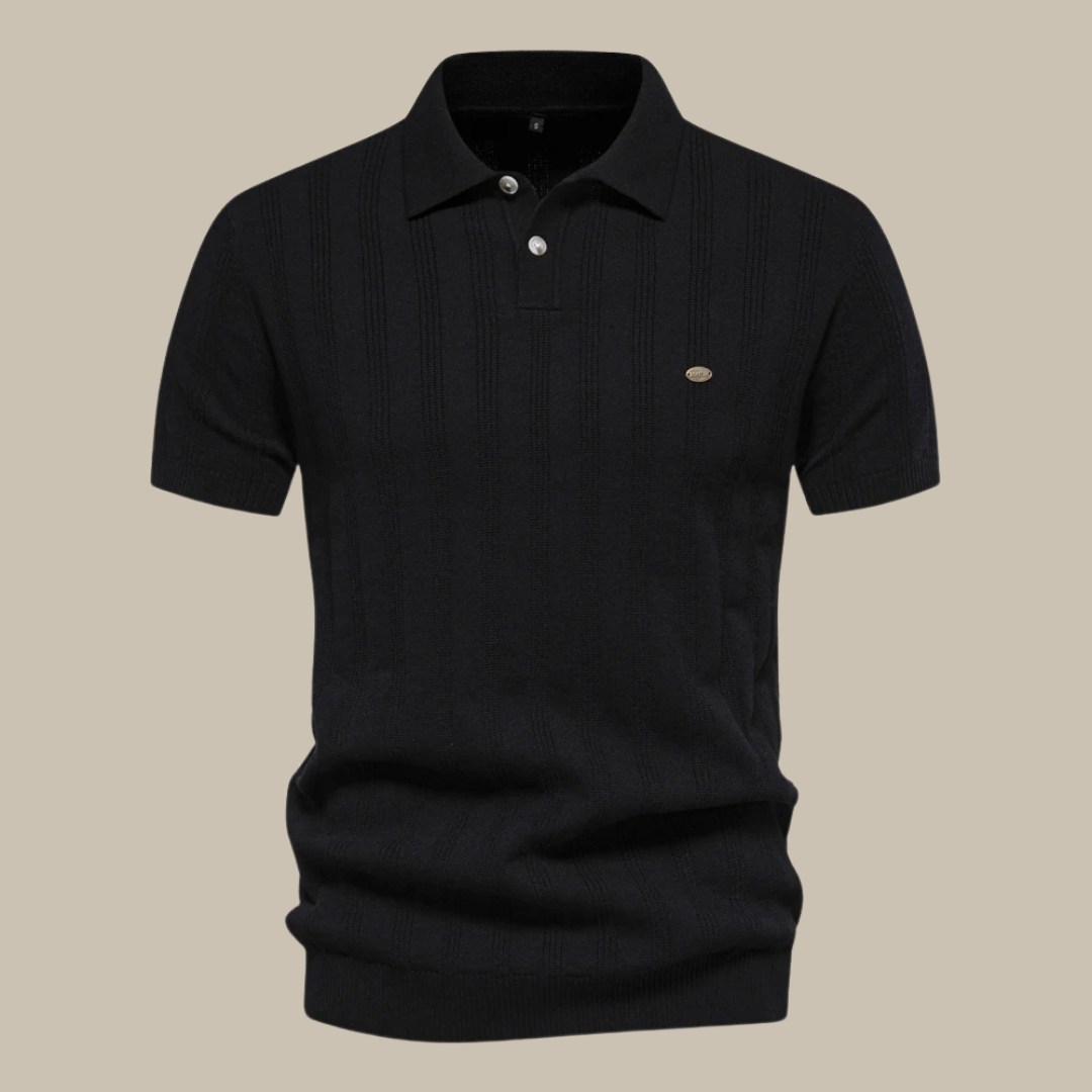 Polohemd – Kurzärmeliges Polo-T-Shirt mit Kragen für Männer-Schwarz-S-Chaps Herrenmode