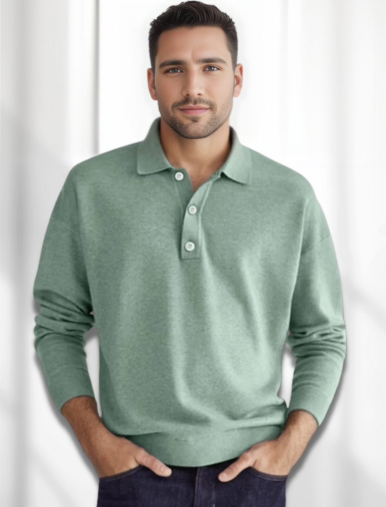 Polohemd | Langarmshirt | Button-up-Shirt | Strickpullover | Herrenbekleidung-Hellgrün-S-Chaps Herrenmode