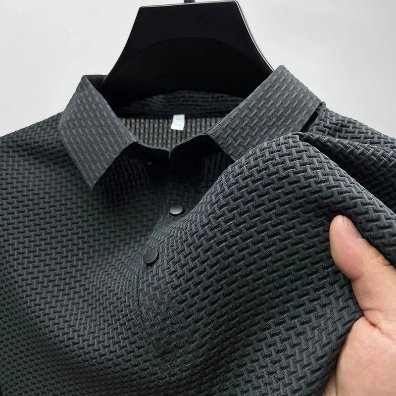 Polohemd – Leichtes Polohemd mit Knopfleiste für Herren-Grau-M-Chaps Herrenmode