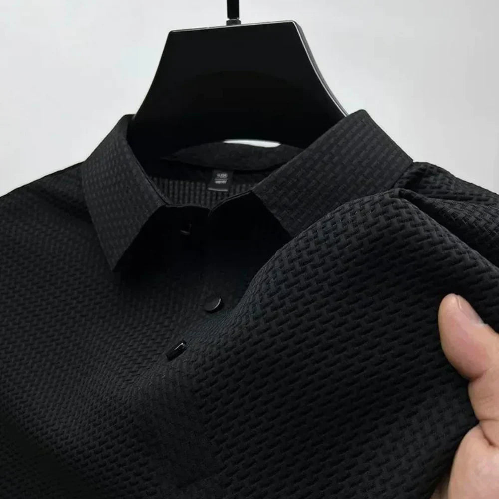 Polohemd – Leichtes Polohemd mit Knopfleiste für Herren-Schwarz-M-Chaps Herrenmode