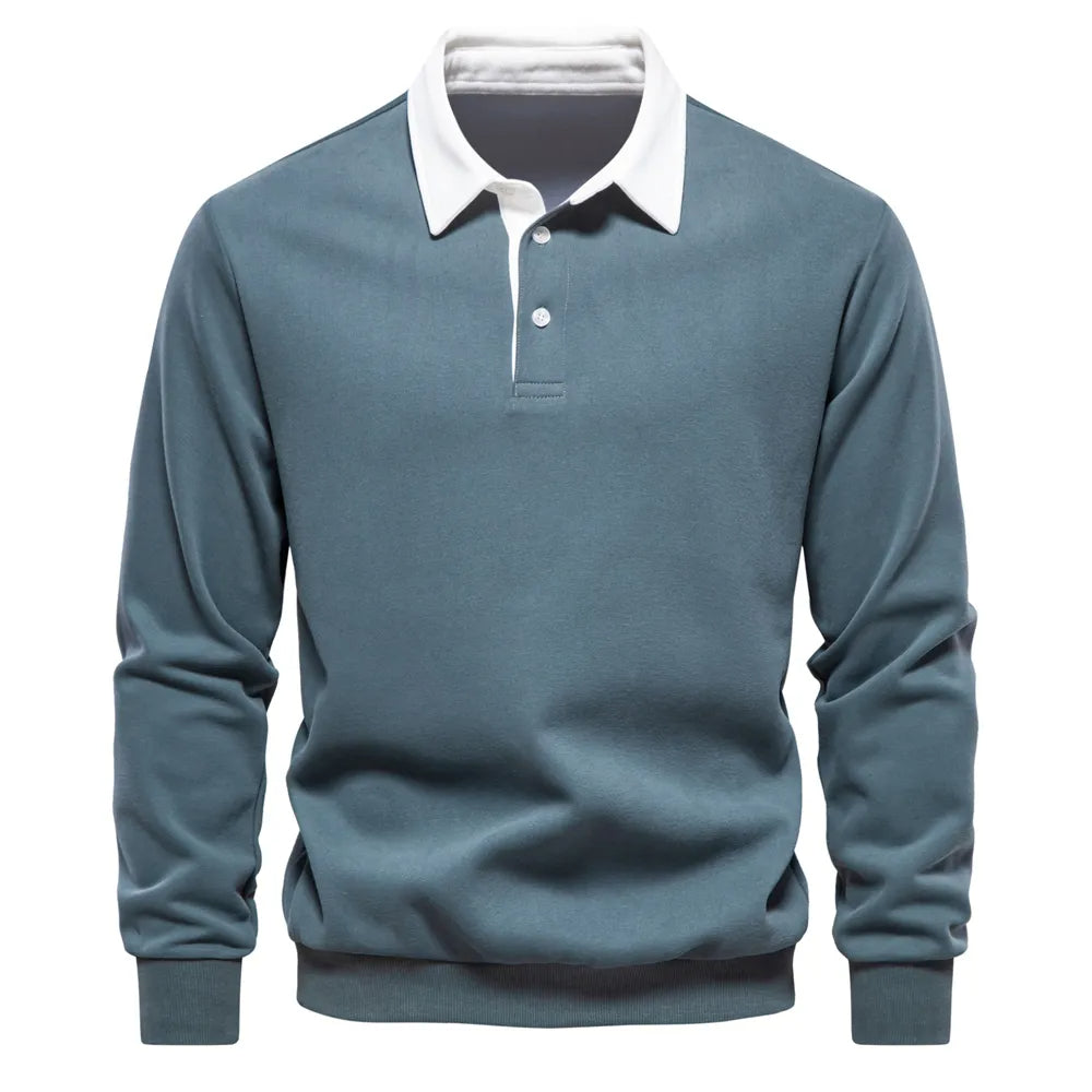 Polohemd - Pullover - Langarm - Polopullover - Herrenbekleidung-Hellgrün-S-Chaps Herrenmode