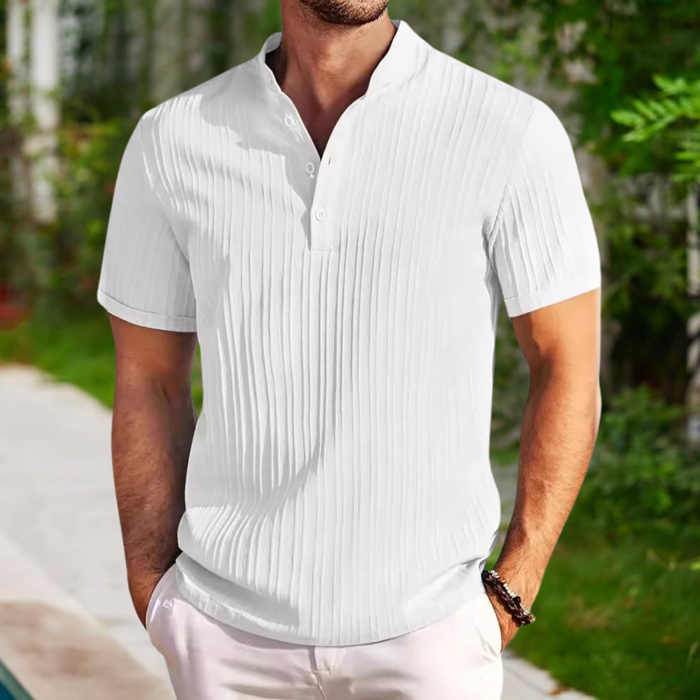 Polohemd | Viertelknopfleiste | Kurzarm | Polo-T-Shirt | Herrenhemd-Weiß-S-Chaps Herrenmode