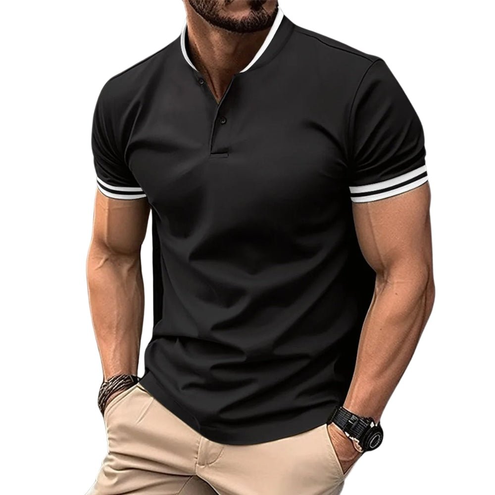 Polohemd – atmungsaktive Kurzarm-Polohemden mit Knopfleiste für Herren-Schwarz-S-Chaps Herrenmode
