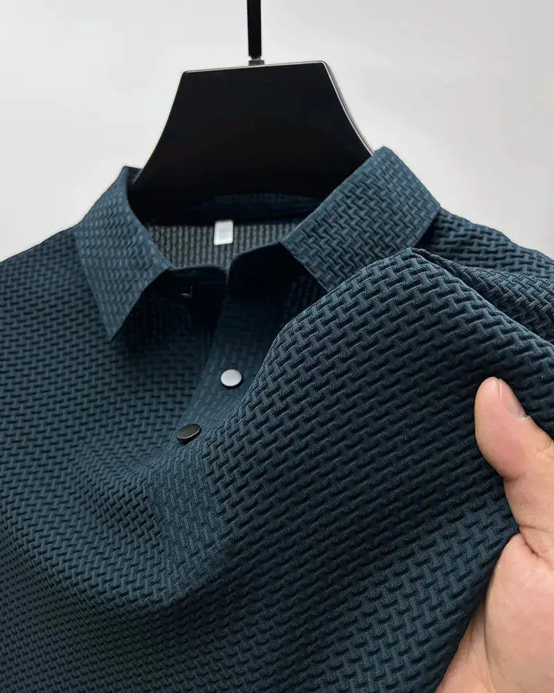 Polohemd – atmungsaktives Kurzarm-Polohemd mit Knöpfen für Herren-Blau-M-Chaps Herrenmode
