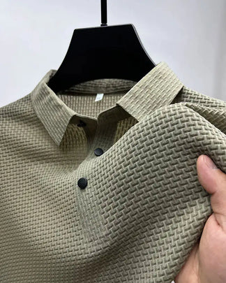 Polohemd – atmungsaktives Kurzarm-Polohemd mit Knöpfen für Herren-Khaki-M-Chaps Herrenmode