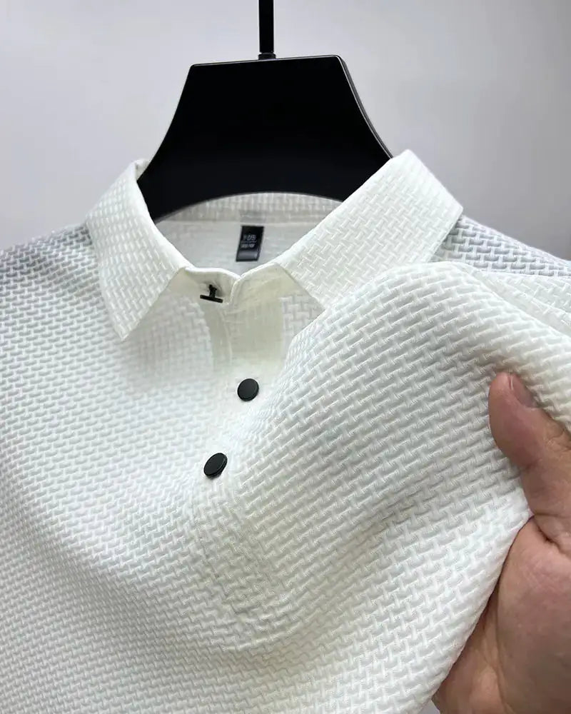 Polohemd – atmungsaktives Kurzarm-Polohemd mit Knöpfen für Herren-Weiß-M-Chaps Herrenmode